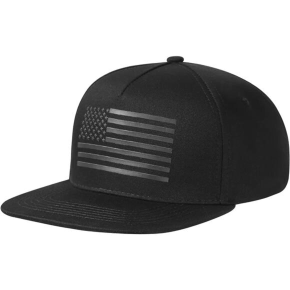 American flag snapback trucker hat flat bill adjustable mesh baseball cap unisex - Picture 1 of 7